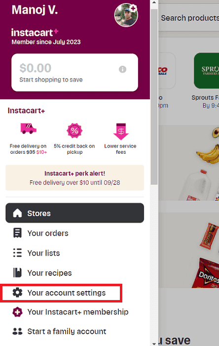 Instacart-settings