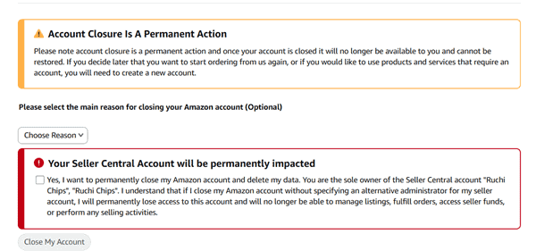 how to delete amazon account
