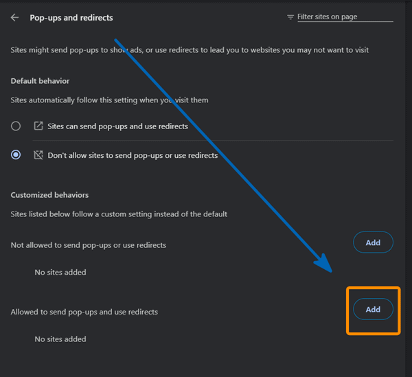 chrome pop ups and redirects