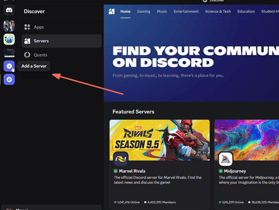 create discord server