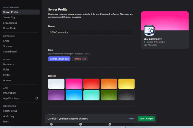 customize discord serv
